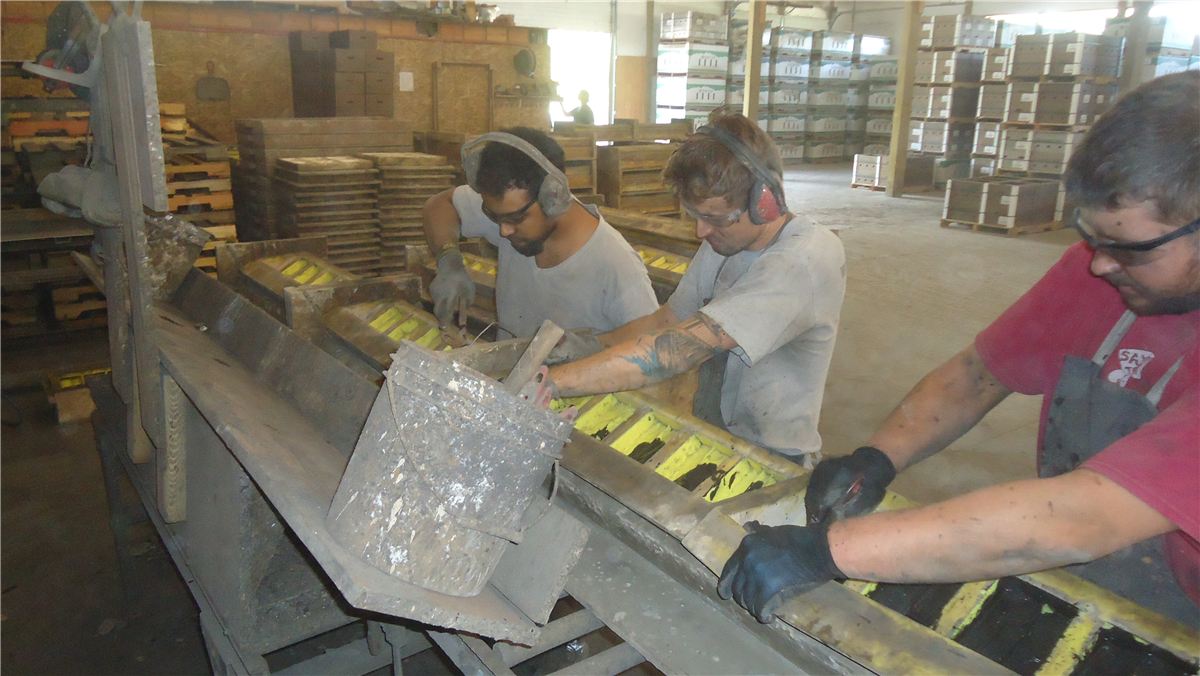 Workers at a production line